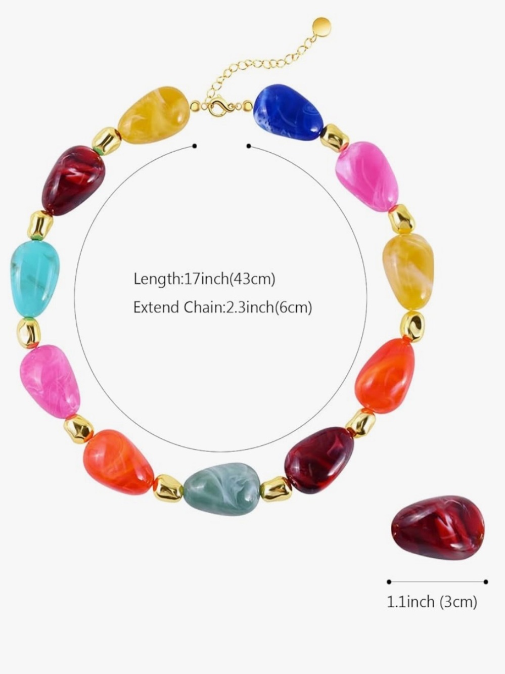 Anthropologie Bold Multicolor Beaded Necklace with Gold Accents - Picture 6 of 7